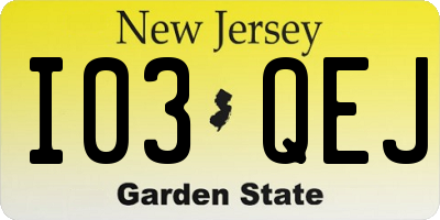 NJ license plate I03QEJ