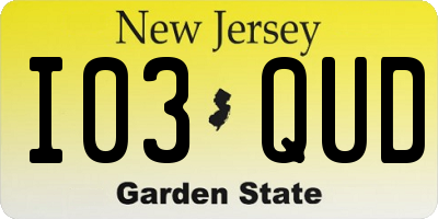 NJ license plate I03QUD