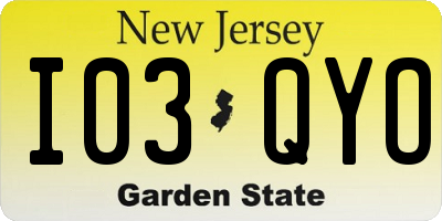 NJ license plate I03QYO