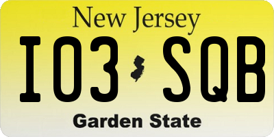 NJ license plate I03SQB