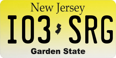 NJ license plate I03SRG