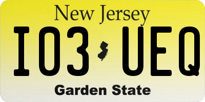 NJ license plate I03UEQ