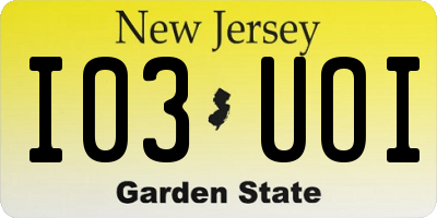 NJ license plate I03UOI