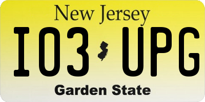 NJ license plate I03UPG