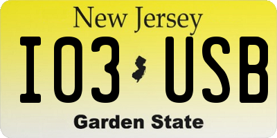 NJ license plate I03USB