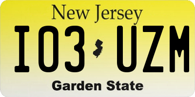 NJ license plate I03UZM