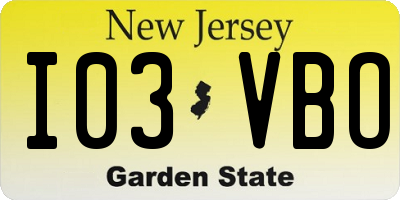 NJ license plate I03VBO