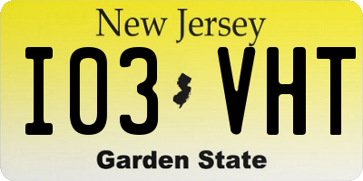 NJ license plate I03VHT