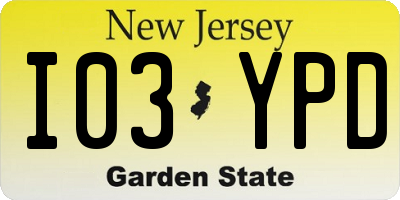 NJ license plate I03YPD