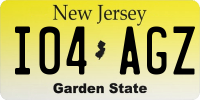 NJ license plate I04AGZ