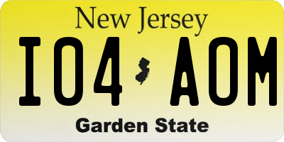 NJ license plate I04AOM