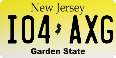 NJ license plate I04AXG