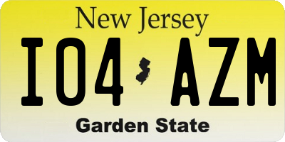 NJ license plate I04AZM