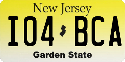 NJ license plate I04BCA