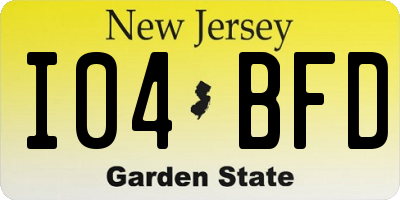 NJ license plate I04BFD