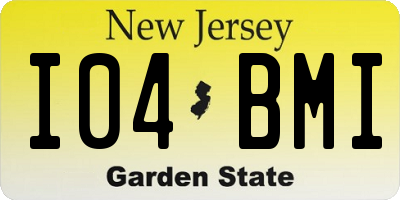 NJ license plate I04BMI