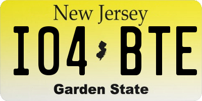 NJ license plate I04BTE