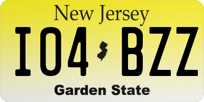 NJ license plate I04BZZ