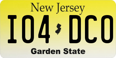 NJ license plate I04DCO
