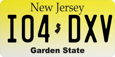 NJ license plate I04DXV