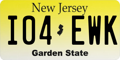 NJ license plate I04EWK
