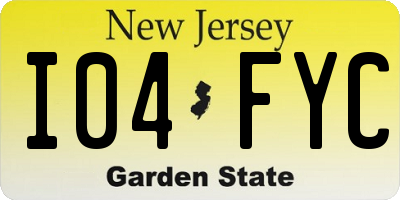 NJ license plate I04FYC