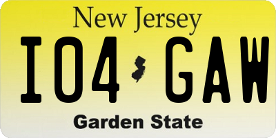 NJ license plate I04GAW