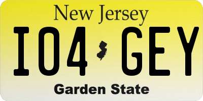 NJ license plate I04GEY