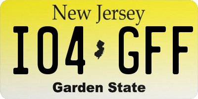 NJ license plate I04GFF
