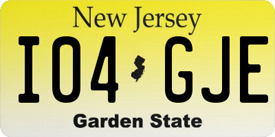 NJ license plate I04GJE