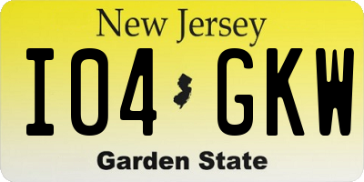 NJ license plate I04GKW
