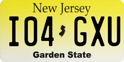 NJ license plate I04GXU