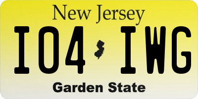 NJ license plate I04IWG