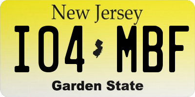 NJ license plate I04MBF