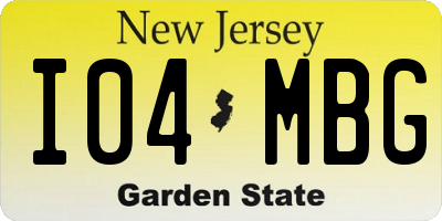 NJ license plate I04MBG