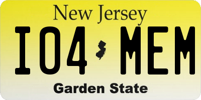 NJ license plate I04MEM