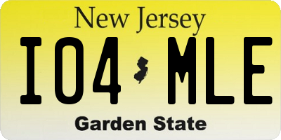 NJ license plate I04MLE