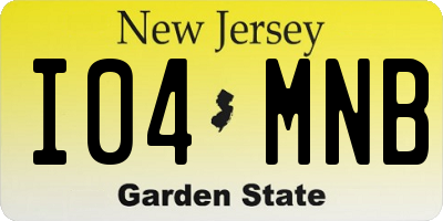 NJ license plate I04MNB