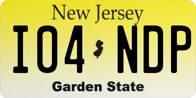 NJ license plate I04NDP