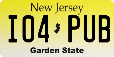 NJ license plate I04PUB