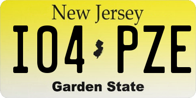 NJ license plate I04PZE