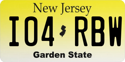 NJ license plate I04RBW