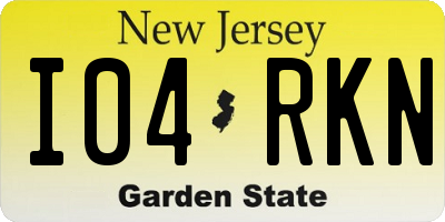 NJ license plate I04RKN