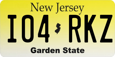 NJ license plate I04RKZ