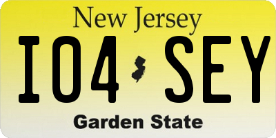 NJ license plate I04SEY