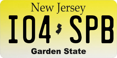 NJ license plate I04SPB