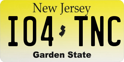 NJ license plate I04TNC