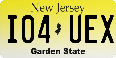 NJ license plate I04UEX