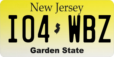 NJ license plate I04WBZ