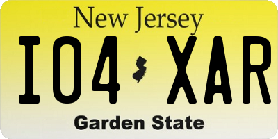 NJ license plate I04XAR